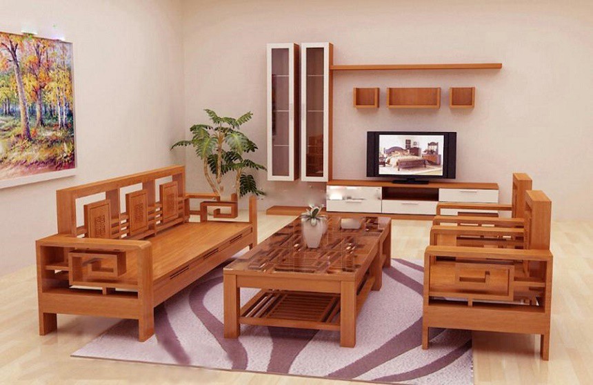 Bàn ghế gỗ phòng khách hiện đại