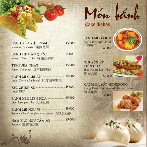 Sắp xếp menu theo món ăn