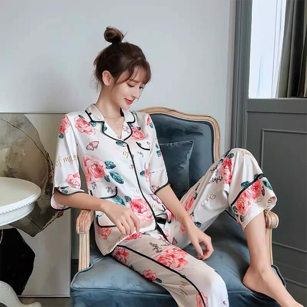 Đồ bộ pijama tại Bắc Ninh hoạ tiết màu trắng đẹp cho nàng