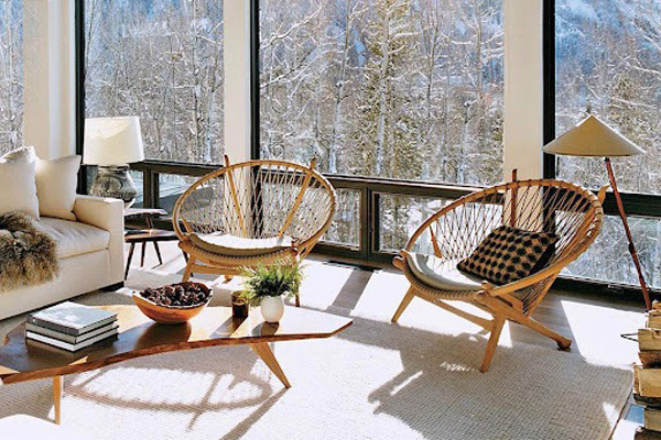 Bàn ghế gỗ phòng khách kiểu dáng Scandinavian