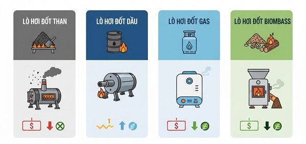 Phân Loại Lò Hơi Theo Nhiên Liệu Đốt (Than, Dầu, Gas, Biomass)