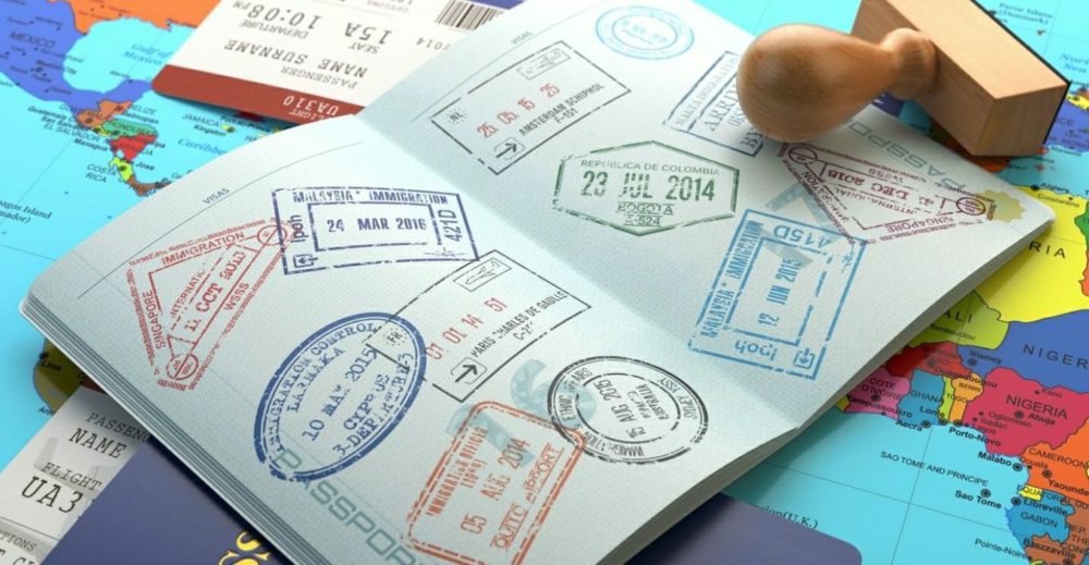 Passport with stamp of vietnam visa at airport for austrian citizens