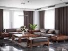Sofa gỗ óc chó da thật