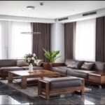 Sofa gỗ óc chó da thật