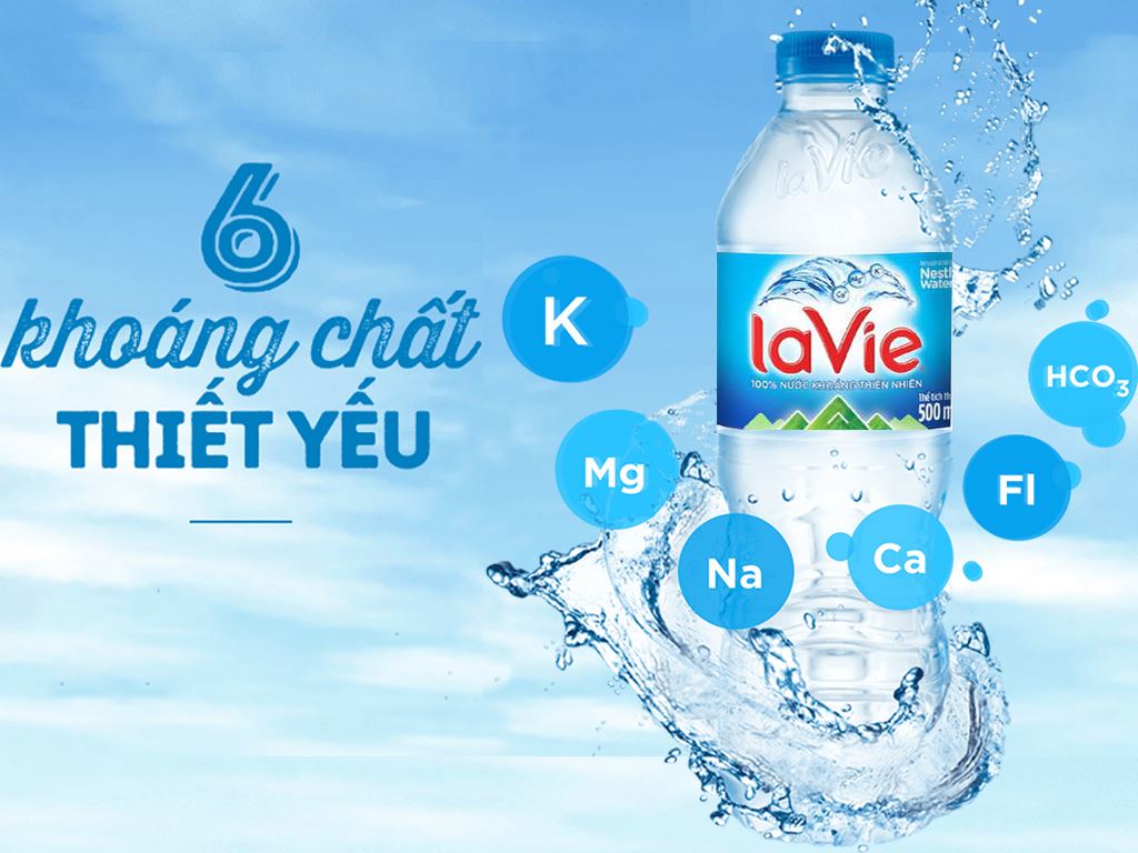Nước khoáng Lavie với khoáng chất cân đối, tự nhiên, tốt cho sức khỏe mỗi ngày