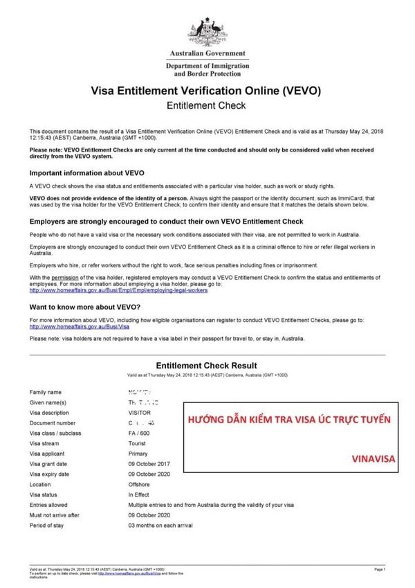 Kiểm tra visa Úc online qua website của Bộ di trú Úc