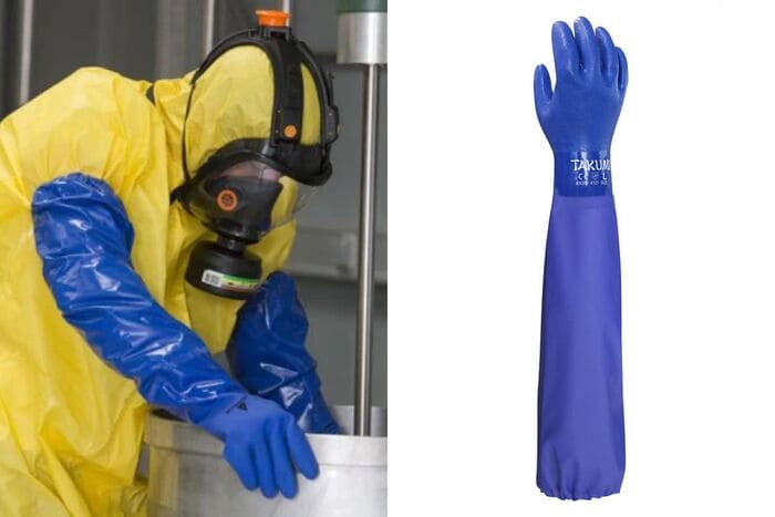 Tay đeo găng PVC xử lý dung môi an toàn
