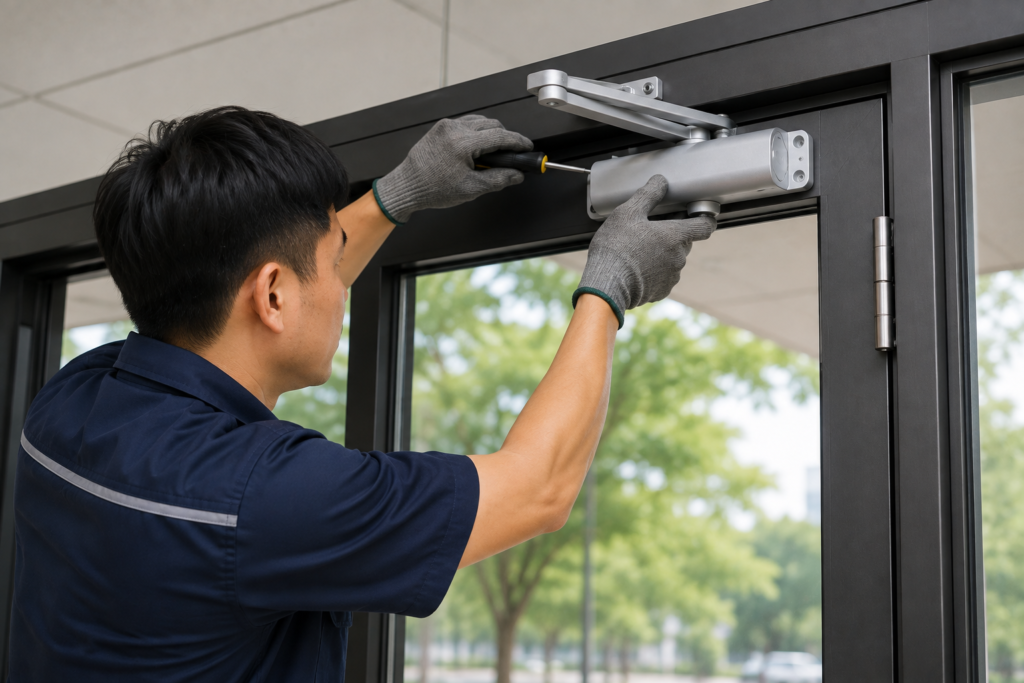 Sửa chữa tay co thủy lực đóng cửa tự động