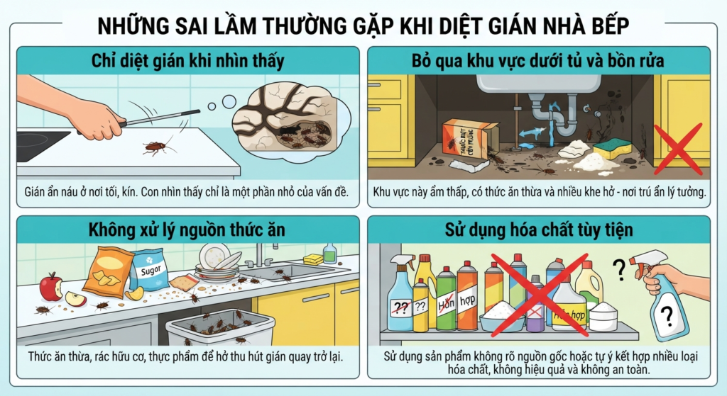 Những sai lầm thường gặp khi diệt gián nhà bếp