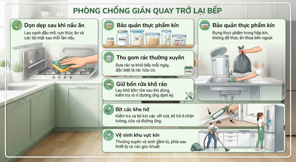 Cách phòng gián quay trở lại bếp