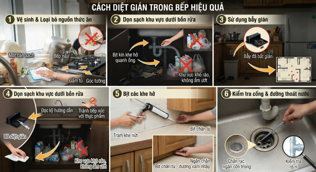 Những cách diệt gián trong bếp hiệu quả