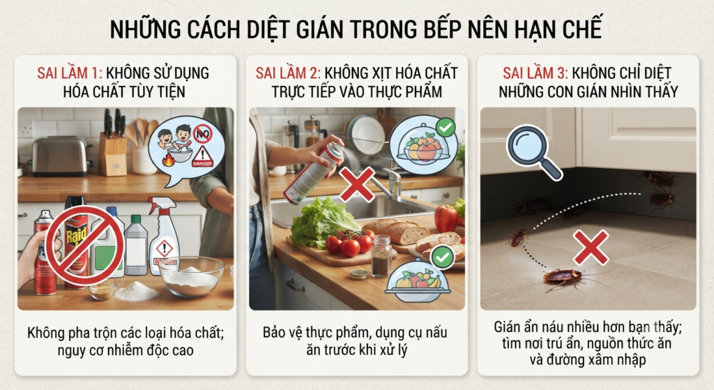 Những cách diệt gián trong bếp nên hạn chế