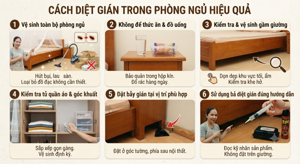 Những cách diệt gián trong phòng ngủ hiệu quả