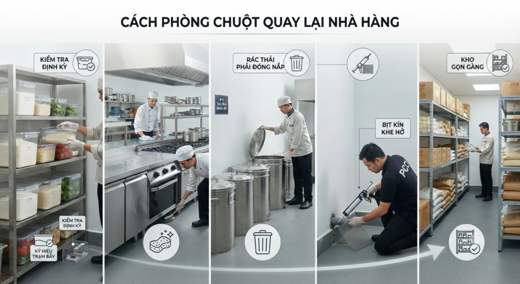 Những cách phòng chuột quay lại nhà hàng