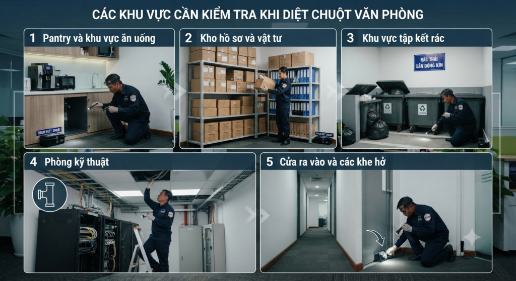 Những khu vực cần kiểm tra khi diệt chuột văn phòng