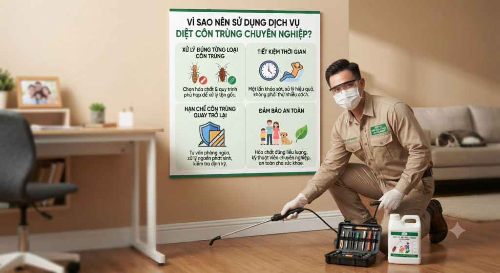 Diệt côn trùng chuyên nghiệp tại nhà.
