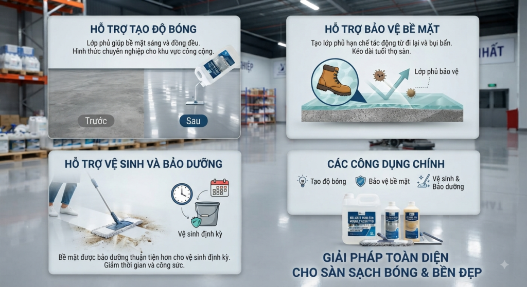 Công dụng của hóa chất bóng sàn