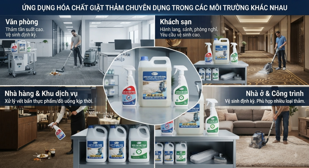 Hóa chất giặt thảm được sử dụng ở đâu?