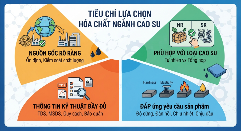 Tiêu chí lựa chọn hóa chất ngành cao su