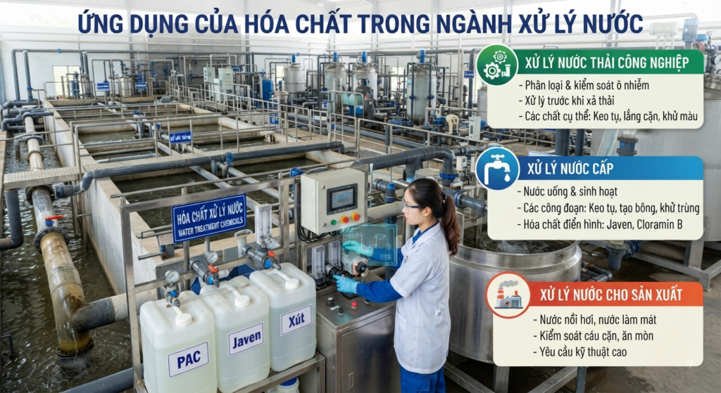 Ứng dụng của hóa chất trong ngành xử lý nước