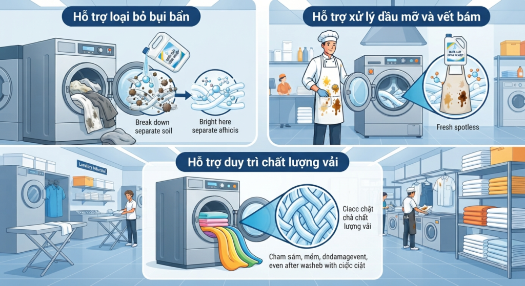 Công dụng của nước giặt công nghiệp