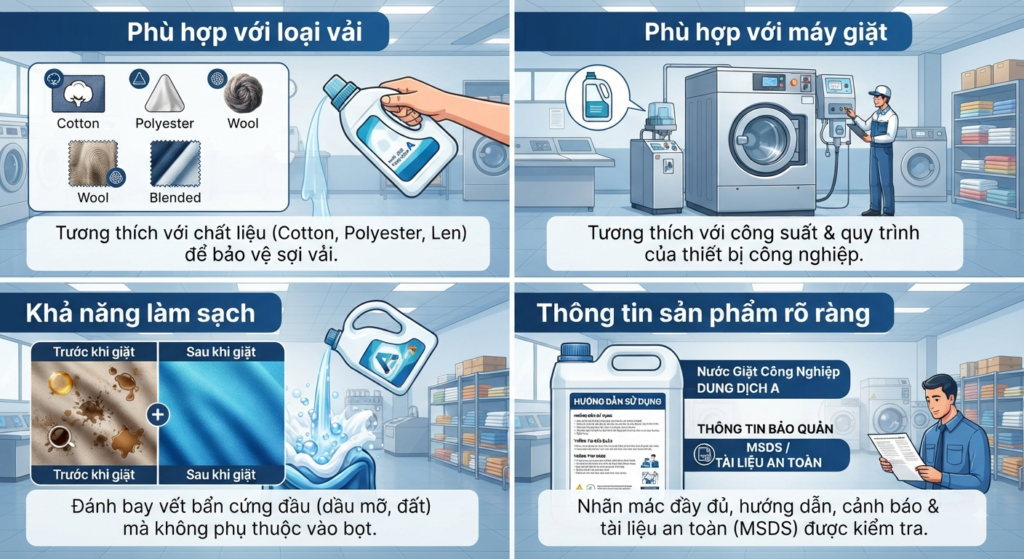 Tiêu chí lựa chọn nước giặt công nghiệp