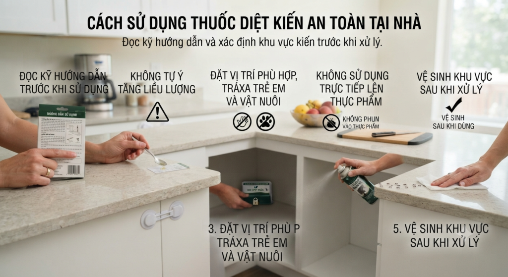 Cách sử dụng thuốc diệt kiến an toàn tại nhà