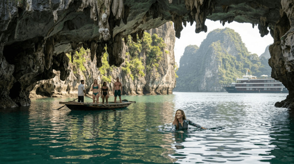 Swimming and Visiting Caves