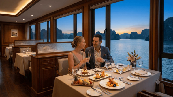 Enjoy a romantic dinner with views of the bay