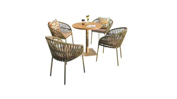 Ghế mây nhựa Trung Hiếu Decor sử dụng khung thép không gỉ chống ăn mòn cùng chất liệu sợi nhựa giả mây đan dọc cao cấp.